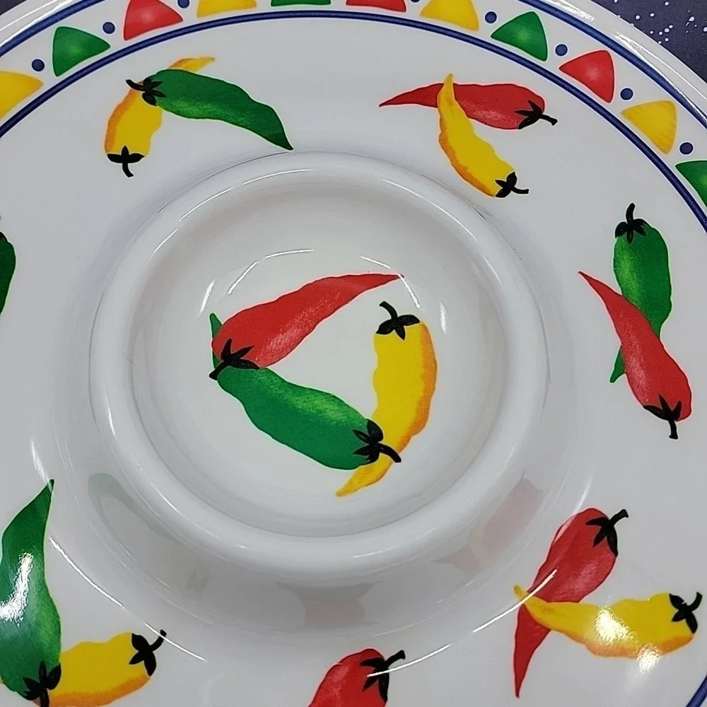 Reston Lloyd Eurita Melamine Chip & Dip Tray Chili Pepper Style No. 03633